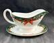 Royal Worcester Holly Ribbons Green Set of Gravy Boat with Underplate