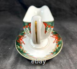 Royal Worcester Holly Ribbons Green Set of Gravy Boat with Underplate