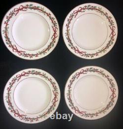 Royal Worcester Holly Ribbons Salad Plate Set of 4 Made in England Insured