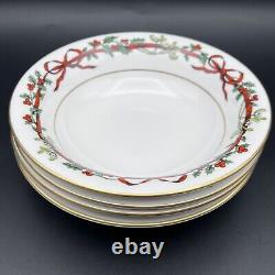 Royal Worcester Holly Ribbons Soup / Cereal Bowl 191448G Set of 4