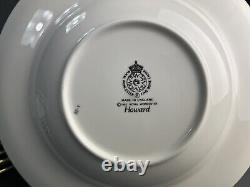 Royal Worcester Howard Rimmed Soup Bowls Cobalt Blue Gold 9.25 England LOT OF 6