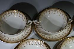 Royal Worcester Imperial Gold Soup Coupes Saucer Set of 6 Gold Encrusted