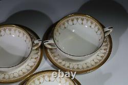 Royal Worcester Imperial Gold Soup Coupes Saucer Set of 6 Gold Encrusted