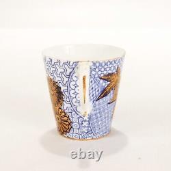 Royal Worcester Japanese Aesthetic Blue & White Porcelain Demitasse Cup & Saucer