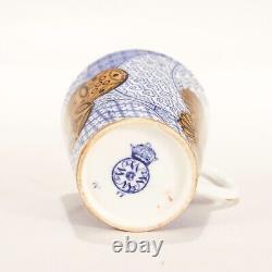 Royal Worcester Japanese Aesthetic Blue & White Porcelain Demitasse Cup & Saucer