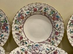 Royal Worcester Kashmir Pattern Rimmed Soup Bowls Set of 9