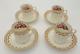 Royal Worcester Kempsey Demitasse Cups and Saucers Set of 4 Demi 2 oz Cups