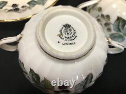Royal Worcester LAVINIA England Set of 4 Cream Soup / Cups & saucers