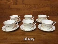 Royal Worcester Lavalliere Footed Cups & Saucers (6 Sets) Excellent