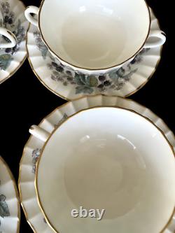 Royal Worcester Lavinia Cream soup cups and saucers set Bone China england