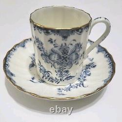 Royal Worcester MANSFIELD Demitasse Set, Blue, white, gold, England Lot of 9