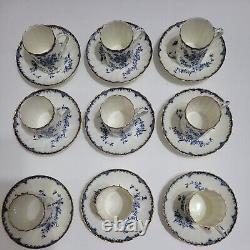 Royal Worcester MANSFIELD Demitasse Set, Blue, white, gold, England Lot of 9