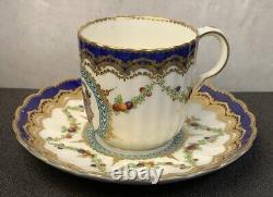 Royal Worcester Marwick Family Crest Gold Encrusted Demitasse Cup & Saucer, 1909