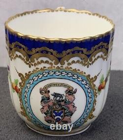 Royal Worcester Marwick Family Crest Gold Encrusted Demitasse Cup & Saucer, 1909