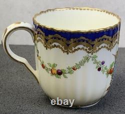 Royal Worcester Marwick Family Crest Gold Encrusted Demitasse Cup & Saucer, 1909