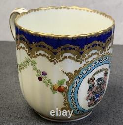 Royal Worcester Marwick Family Crest Gold Encrusted Demitasse Cup & Saucer, 1909