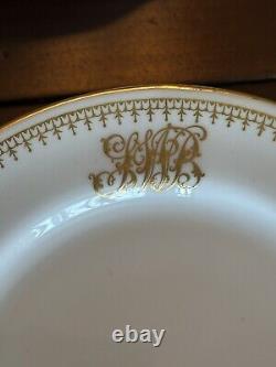 Royal Worcester Monogrammed LWB Fine White China With Gold Trim Dinnerware Set