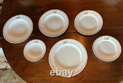 Royal Worcester Monogrammed LWB Fine White China With Gold Trim Dinnerware Set