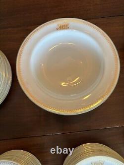 Royal Worcester Monogrammed LWB Fine White China With Gold Trim Dinnerware Set