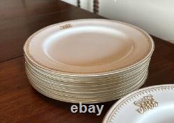 Royal Worcester Monogrammed LWB Fine White China With Gold Trim Dinnerware Set