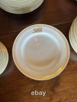 Royal Worcester Monogrammed LWB Fine White China With Gold Trim Dinnerware Set