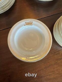 Royal Worcester Monogrammed LWB Fine White China With Gold Trim Dinnerware Set