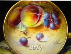 Royal Worcester Painted Fruit Demitasse Cup Saucer Painter Signed 3 Set
