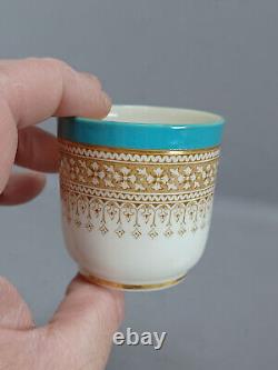 Royal Worcester Pattern B853 Turquoise Beige Floral Gold Demitasse Cup & Saucer