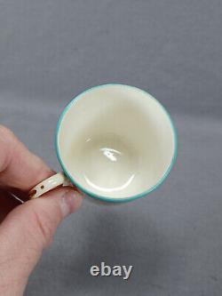 Royal Worcester Pattern B853 Turquoise Beige Floral Gold Demitasse Cup & Saucer