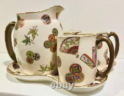 Royal Worcester Porcelain Cider Pitcher Set, Japonesque, Hand Painted