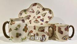 Royal Worcester Porcelain Cider Pitcher Set, Japonesque, Hand Painted