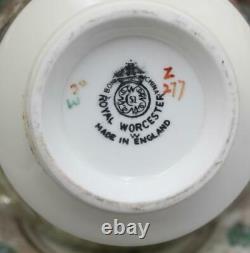 Royal Worcester Porcelain Set of 10 Cups & Saucers Z277 Green Rose Bouquet Gilt