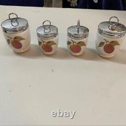 Royal Worcester Porcelain White Peach & Berries Egg Coddlers Set of 4
