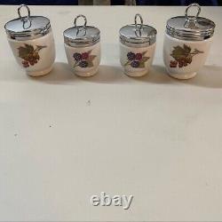 Royal Worcester Porcelain White Peach & Berries Egg Coddlers Set of 4