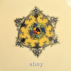 Royal Worcester Portia Set of 3 Square Plates Raised Enamel Florals withGold 1921