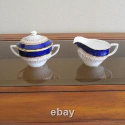 Royal Worcester Regency Blue Cream & Sugar withLid, MINT Condition, FREE SHIPPING