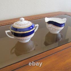 Royal Worcester Regency Blue Cream & Sugar withLid, MINT Condition, FREE SHIPPING