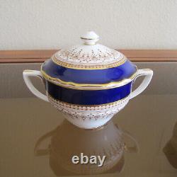 Royal Worcester Regency Blue Cream & Sugar withLid, MINT Condition, FREE SHIPPING