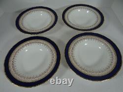 Royal Worcester Regency Blue Rim Soup Bowls Set of 4 Cobalt Gold England 8
