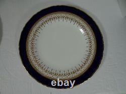 Royal Worcester Regency Blue Rim Soup Bowls Set of 4 Cobalt Gold England 8