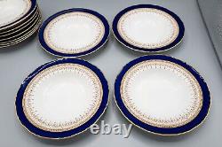 Royal Worcester Regency Blue Rimmed Soup Bowls Set of 11- 8 FREE USA SHIPPING