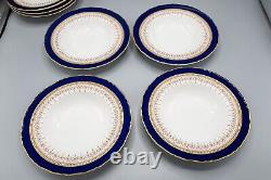 Royal Worcester Regency Blue Rimmed Soup Bowls Set of 11- 8 FREE USA SHIPPING