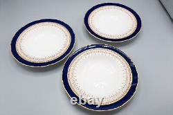 Royal Worcester Regency Blue Rimmed Soup Bowls Set of 11- 8 FREE USA SHIPPING