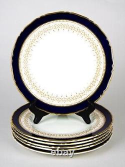 Royal Worcester Regency Blue Salad Plates Set of 6 Vintage England