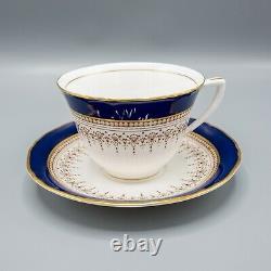 Royal Worcester Regency Blue Tea Cup & Saucers Set of 8 FREE USA SHIPPING