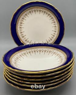 Royal Worcester Regency Cobalt Blue Berry Bowls Set of 7