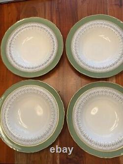 Royal Worcester Regency Green Rimmed Soup Bowl Set of 4 Multiple sets available