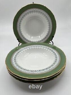 Royal Worcester Regency Green Rimmed Soup Bowl Set of 4 Multiple sets available