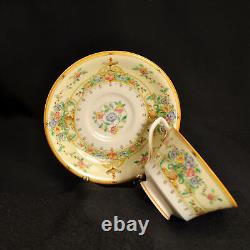 Royal Worcester Riviera 4 Cups 5 Saucers Floral Hand Painted Raised Enamel 1928