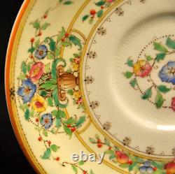 Royal Worcester Riviera 4 Cups 5 Saucers Floral Hand Painted Raised Enamel 1928